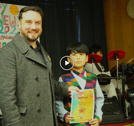 Young boy got a certificate