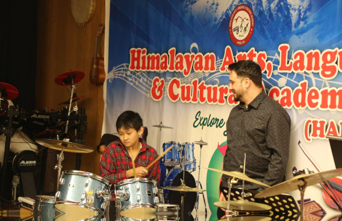 Woman in a drum lessons