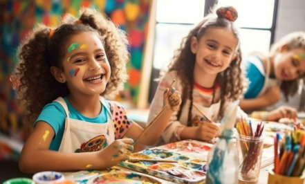 female kid doing some art activities